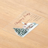 Feestelijke Snowy House & Tree kerstfeest Acryl Uitnodigingen (Laagn)