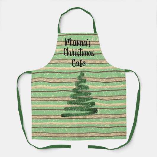 feestelijke snowy kerstboom gepanaliseerd schort (Voorkant)