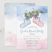 Feestelijke Sokken Floral Christmas Gender Reveal  Kaart (Voorkant / Achterkant)