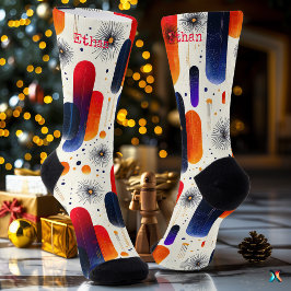 Feestelijke Sokken met Abstract rood, Sinaasappel