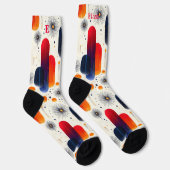 Feestelijke Sokken met Abstract rood, Sinaasappel (Rechts)