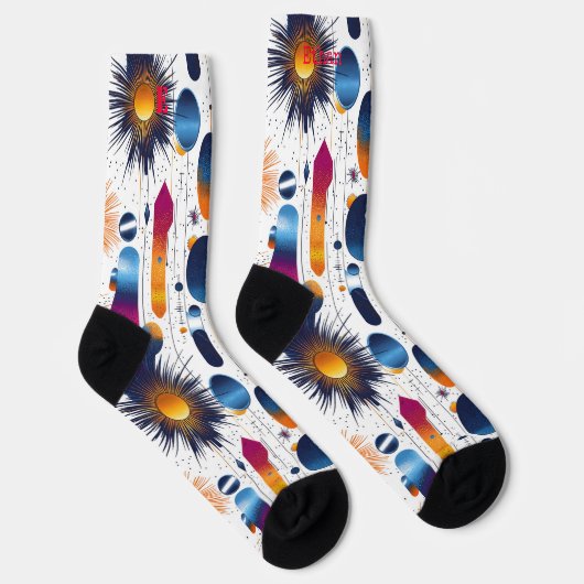 Feestelijke Spark Burst Sokken met Gradient Shapes (Rechts)