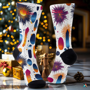 Feestelijke Spark Burst Soks met Verlopende Vormen Sokken