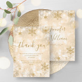 Feestelijke Sparkle Gold Winter Wedding Dank je we Kaart