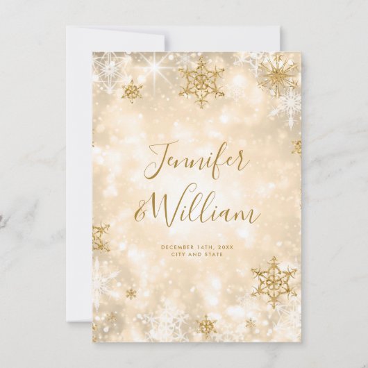 Feestelijke Sparkle Gold Winter Wedding Dank je we Kaart (Achterkant)