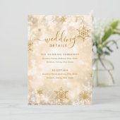 Feestelijke Sparkle Gold Winter Wedding Details Ka Kaart (Staand voorkant)