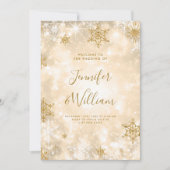 Feestelijke Sparkle Gold Winter Wedding Menu Kaart (Voorkant)