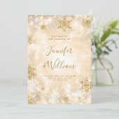Feestelijke Sparkle Gold Winter Wedding Menu Kaart (Staand voorkant)