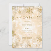 Feestelijke Sparkle Gold Winter Wedding Menu Kaart (Achterkant)