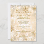 Feestelijke Sparkle Gold Winter Wedding Menu Progr Kaart (Voorkant)
