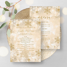 Feestelijke Sparkle Gold Winter Wedding Menu Progr Kaart