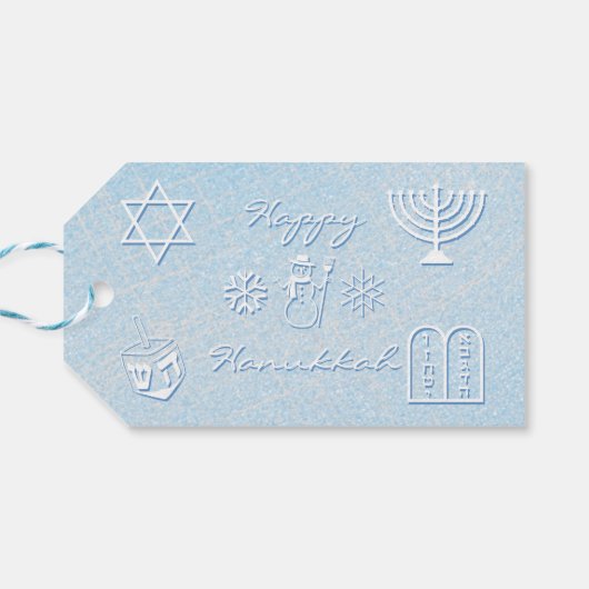 Feestelijke Sparkle HANUKKAH Cadeaulabel (Achterkant Horizontaal)