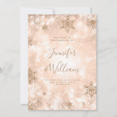Feestelijke Sparkle Roos Gold Winter Wedding Menu Kaart (Voorkant)