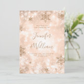 Feestelijke Sparkle Roos Gold Winter Wedding Menu Kaart (Staand voorkant)