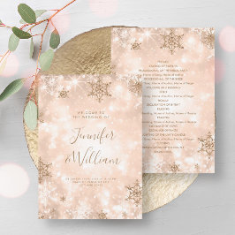 Feestelijke Sparkle Roos Gold Winter Wedding Progr Kaart