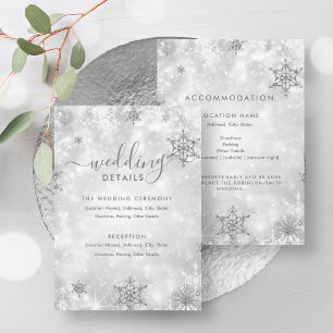 Feestelijke Sparkle Silver Winter Wedding Details  Kaart