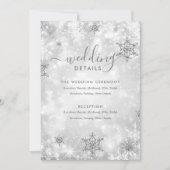 Feestelijke Sparkle Silver Winter Wedding Details  Kaart (Voorkant)