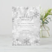 Feestelijke Sparkle Silver Winter Wedding Details  Kaart (Staand voorkant)
