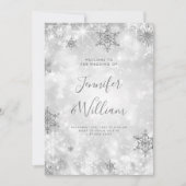 Feestelijke Sparkle Silver Winter Wedding Menu Kaart (Voorkant)