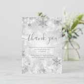 Feestelijke Sparkle Zilveren Winter Wedding Bedank Kaart (Staand voorkant)