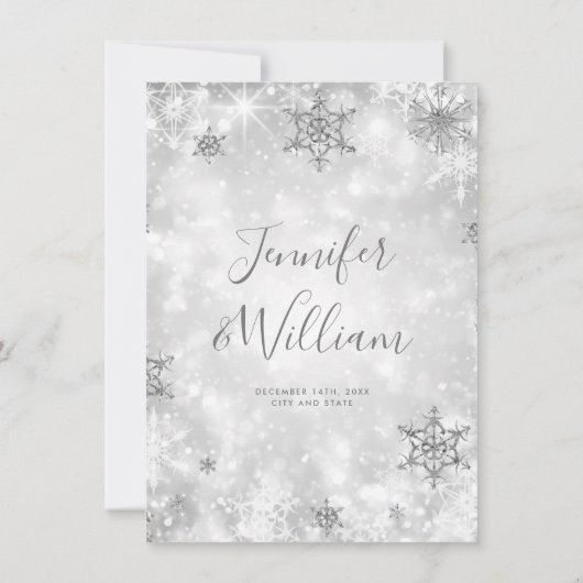 Feestelijke Sparkle Zilveren Winter Wedding Bedank Kaart (Achterkant)
