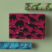 Feestelijke speelse dinosaurussen met kerstmutsen inpakpapier vel