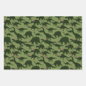 Feestelijke speelse dinosaurussen met kerstmutsen inpakpapier vel (Voorkant 2)