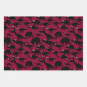 Feestelijke speelse dinosaurussen met kerstmutsen inpakpapier vel (Voorkant)