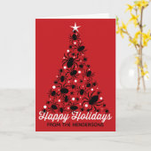 Feestelijke Spider kerstboom Kaart (Gele Bloem)