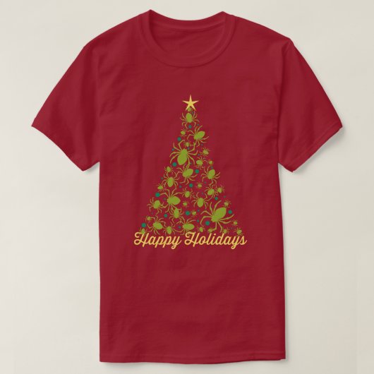 Feestelijke Spinnen Kerstboom T-shirt (Design voorkant)