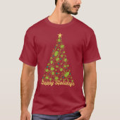 Feestelijke Spinnen Kerstboom T-shirt (Voorkant)
