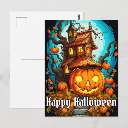 Feestelijke spookboomhut | Happy Halloween Briefkaart (Voorkant / Achterkant)