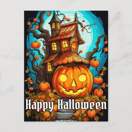 Feestelijke spookboomhut | Happy Halloween Briefkaart (Voorkant)