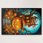 Feestelijke spookboomhut | Happy Halloween Legpuzzel (Horizontaal)