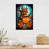 Feestelijke spookboomhut | Happy Halloween Poster (Keuken)