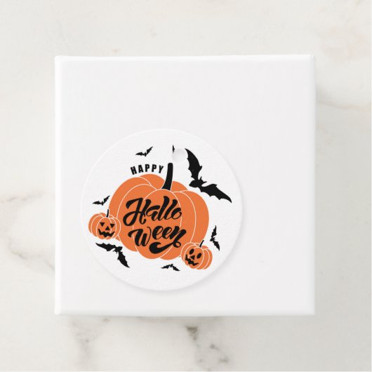 Feestelijke Spooky Pumpkins Halloween Party Bedankjes Labels (In situ)
