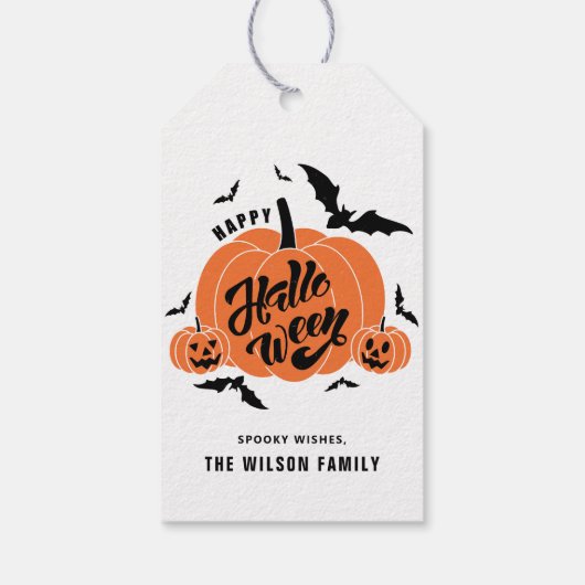 Feestelijke Spooky Pumpkins Halloween Party Cadeaulabel (Achterkant)