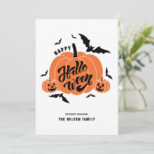 Feestelijke Spooky Pumpkins Happy Halloween Feestdagenkaart (Staand voorkant)