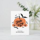 Feestelijke Spooky Pumpkins Happy Halloween Feestdagenkaart (Staand voorkant)