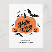 Feestelijke Spooky Pumpkins Happy Halloween Feestdagenkaart (Voorkant)