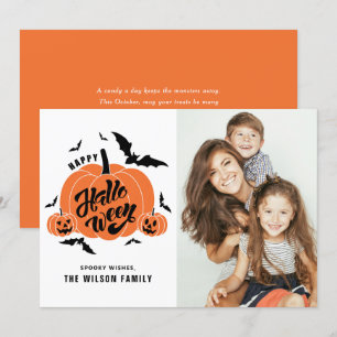 Feestelijke Spooky Pumpkins Happy Halloween Foto Feestdagenkaart