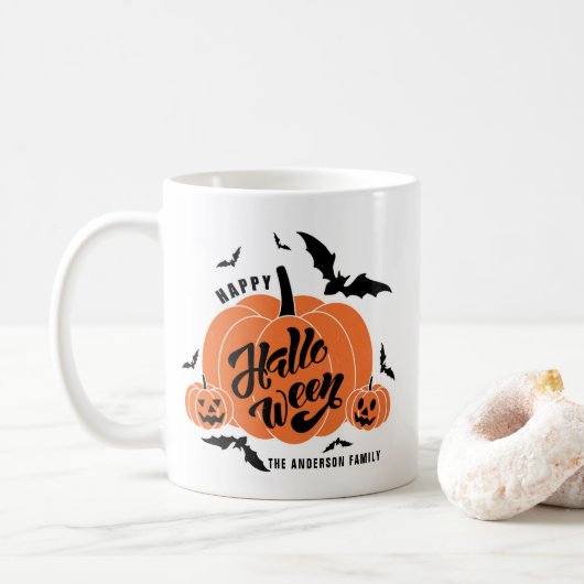 Feestelijke Spooky Pumpkins Happy Halloween Koffiemok (Met donut)