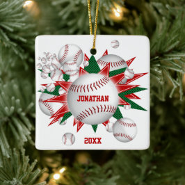 feestelijke sport rode groene honkbal keramisch ornament