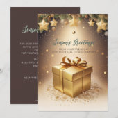 Feestelijke sprankelende gouden kerstcadeau bedrij feestdagenkaart (Voorkant / Achterkant)