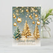 Feestelijke sprankelende kerstboom bedrijf Busines Feestdagenkaart (Staand voorkant)