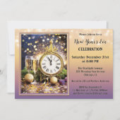 Feestelijke sprankelende oudejaarsuitnodiging kaart (Voorkant)
