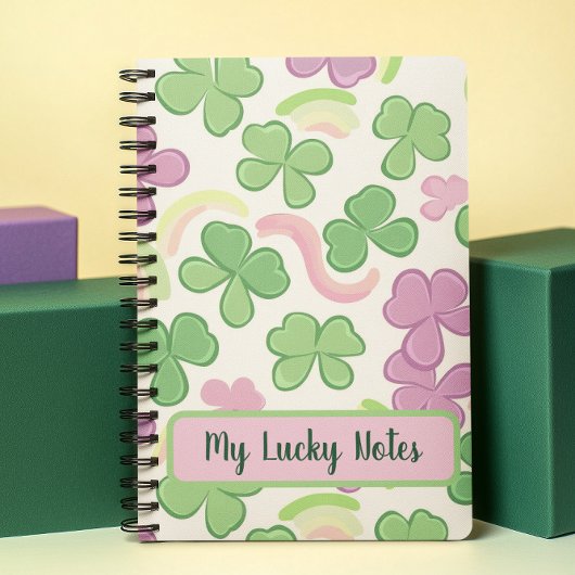 Feestelijke St. Paddy's Light Green & Rainbow Patt Notitieboek