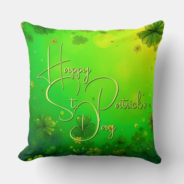 Feestelijke St. Patrick's Dag Wensen Kussen (Voorkant)
