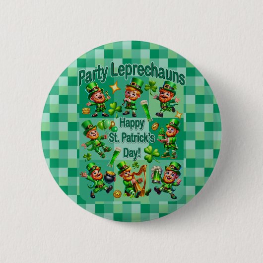 Feestelijke St. Patrick's Day "Feestkabouters" Ronde Button 5,7 Cm (Voorkant)