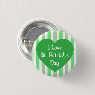 Feestelijke St. Patrick's Day Groen gestreept hart Ronde Button 3,2 Cm